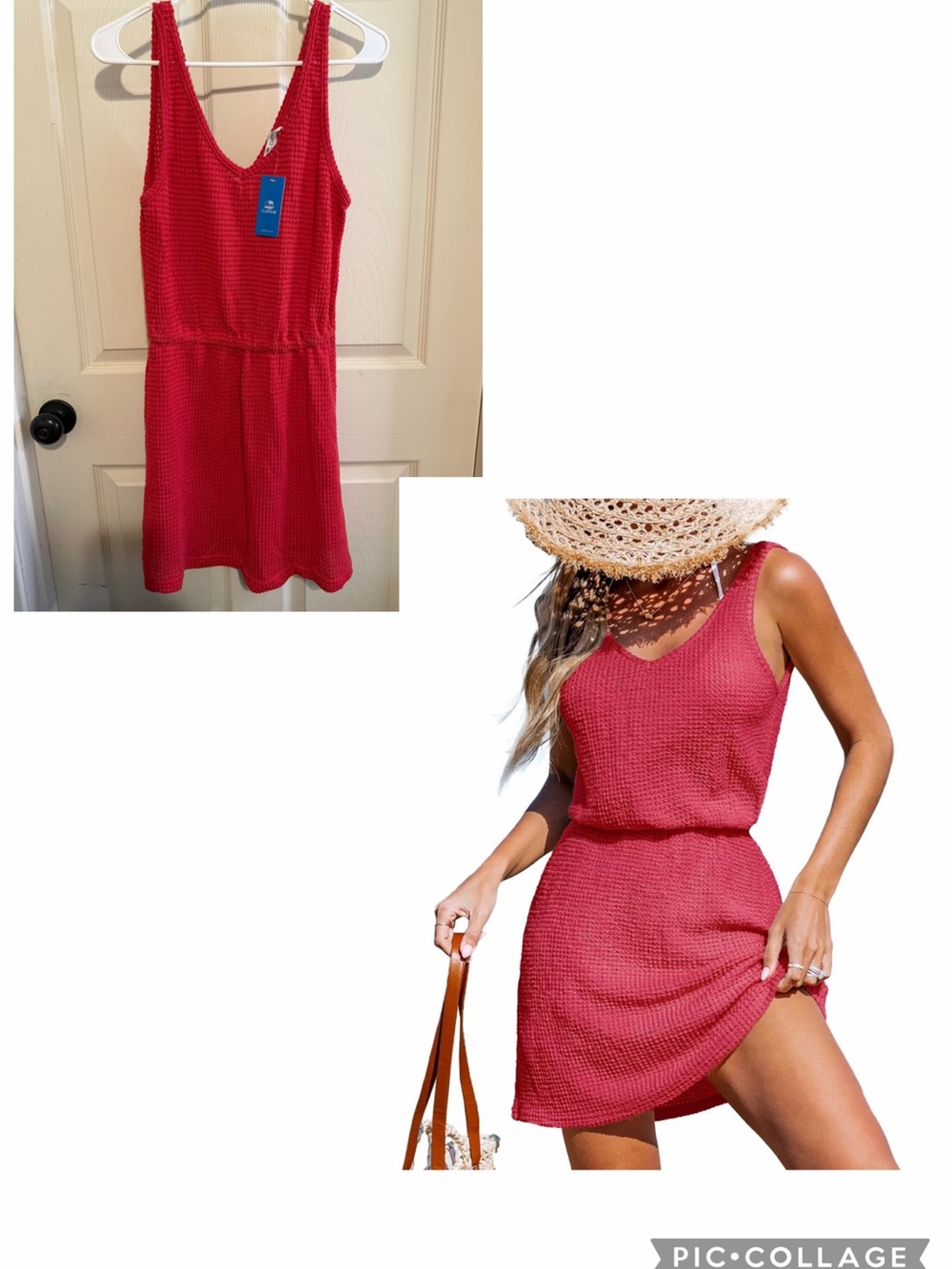 CUPSHE Women Swimsuit Cover Up V Neck Sleeveless Waffle Knit Beach Coverup Dress